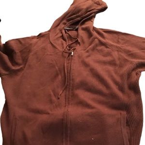 The Limited size XL dark brown zip hooded sweater with pockets